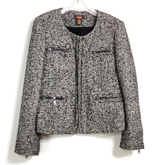 Victor Alfaro NWT Tweed Black/White Jacket Sz 16 Fully Lined $168 Retail New XL - Picture 3 of 13